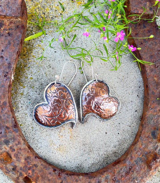 Copper Heart earrings