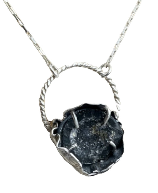 Black Druzy Quartz necklace “Starry night”